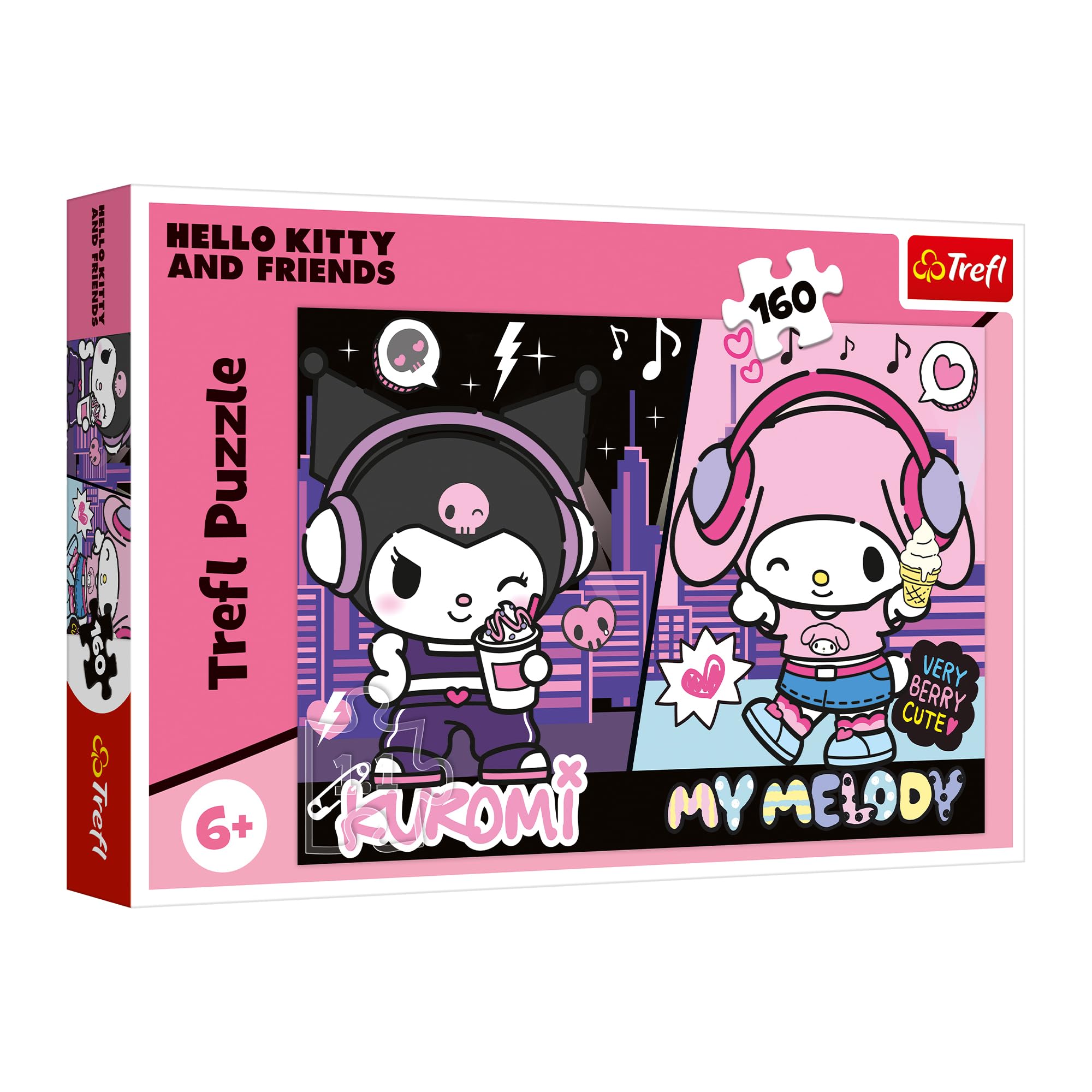 Trefl - Kuromi, Kuromi Rządzi - Puzzle 160 Elementów - Kolorowe Puzzle z Bohaterami Bajki, Kreatywna Rozrywka, Zabawa dla Dzieci od 6 lat
