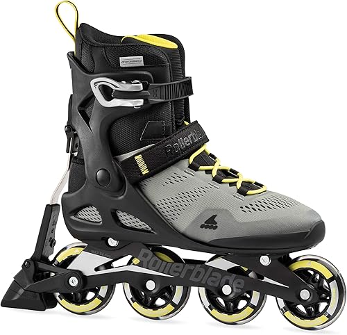 Miniatura 2 de Rollerblade Macroblade 80 ABT - Patines en línea para hombre, color plateado y amarillo neón, patines en línea de rendimiento