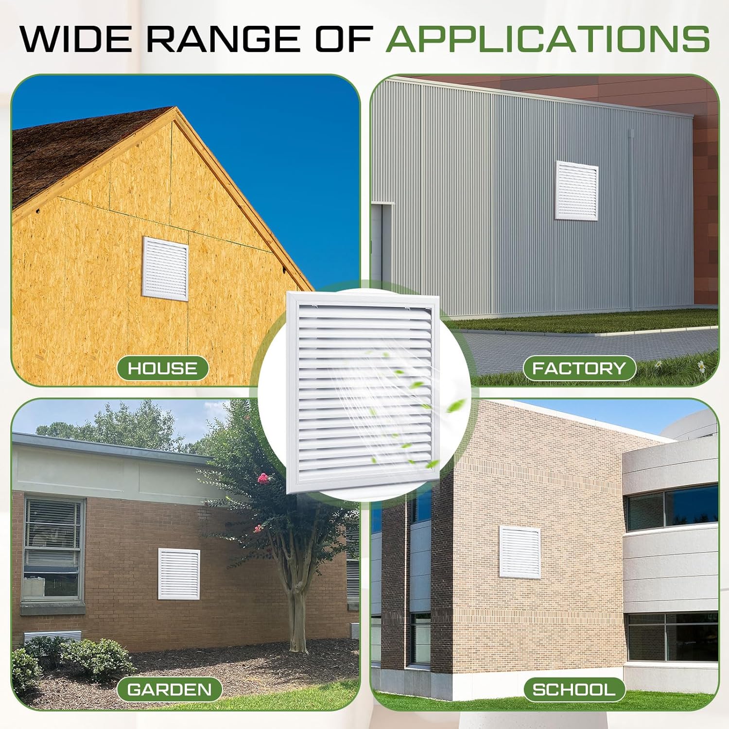 Blulu 20'' x 20'' Decorative Gable Vent Heavy Duty Cold Air Return Attic Vent Cover for Walls Shed Crawl Space Houses Garage Various Home Decoration