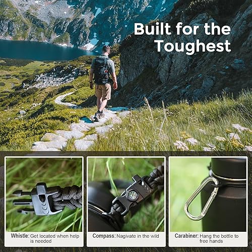 Miniatura 5 de Botella de agua de acero inoxidable de 32 onzas (fría durante 48 horas, caliente durante 24 horas), botella de agua aislada al vacío de triple pared