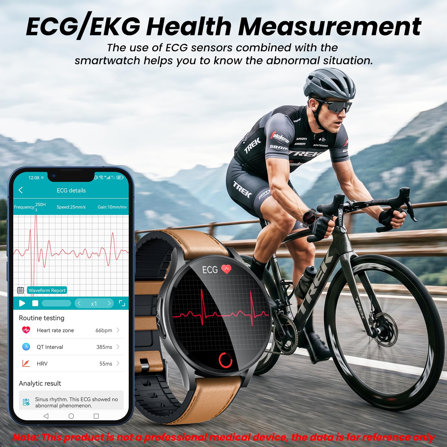 Smartwatch Herren mit EKG 𝐇𝐑𝐕 Blutdruck: Smart Watch Uhr 1,43" Rund AMOLED Schwarz Lederarmband ECG Armbanduhr Wasserdicht Herzfrequenz Schlafen Schrittzähler Telefonfunktion Fitnessuhr Android iOS