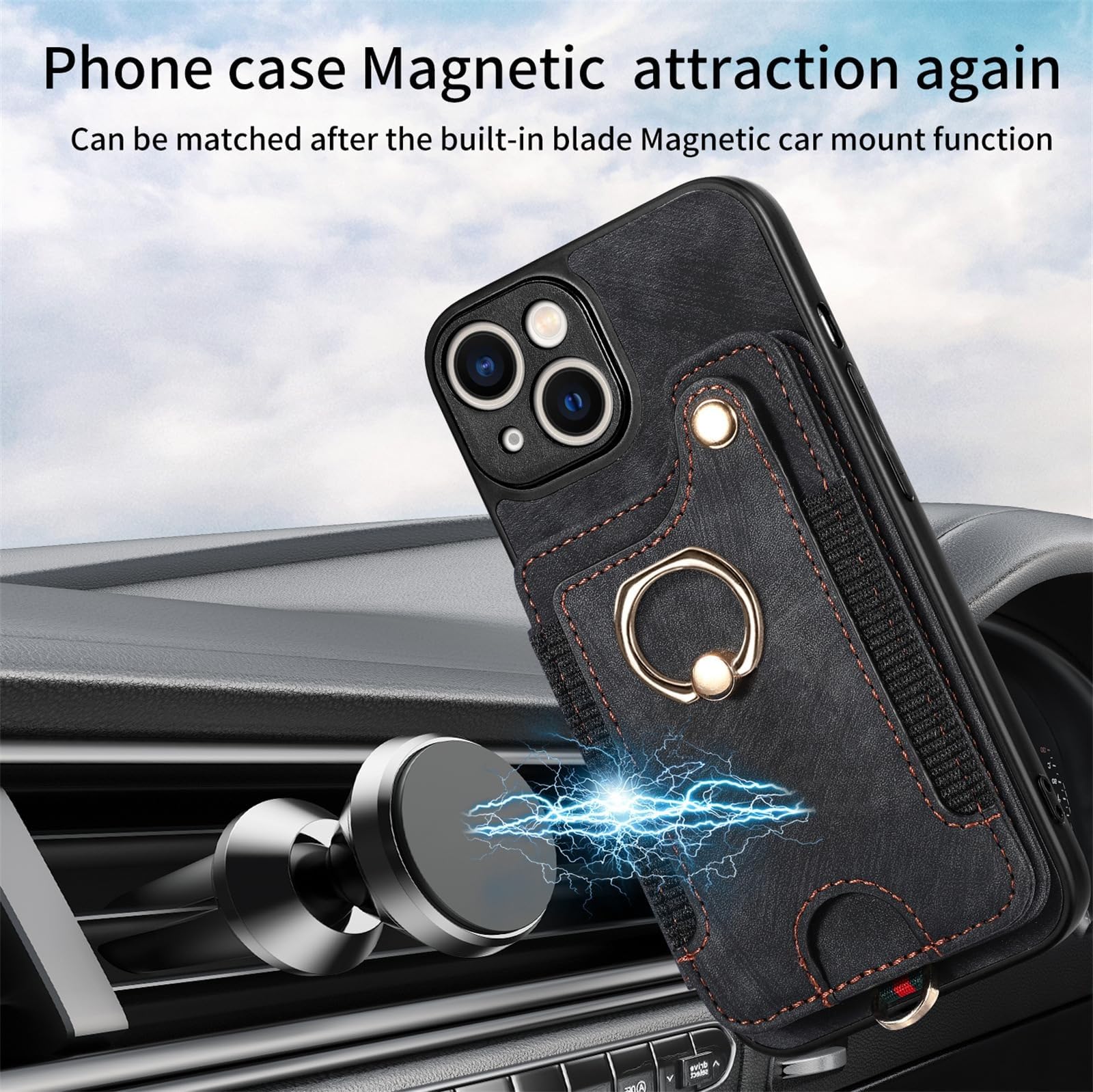 Genérico Cartera Funda para iPhone 16/16 Plus/16 Pro/16 Pro MAX, Bloqueo RFID Funda con Soporte For Anillo De Dedo Rotación De 360° A Prueba De Golpes Estuche(Marrón,16Pro)