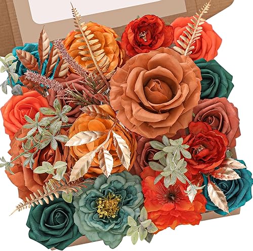 Miniatura 8 de Serwalin Combo de flores artificiales de rosa polvoriento, flores falsas para bricolaje, ramos de boda, centros de mesa, arreglos de flores de