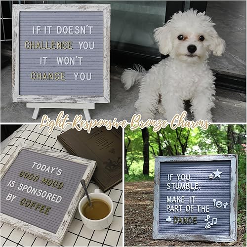 Miniatura 5 de Tablero de letras de fieltro rústico de 10 x 10 pulgadas, letrero de letras intercambiables con letras precortadas, tablero de mensajes de fieltro