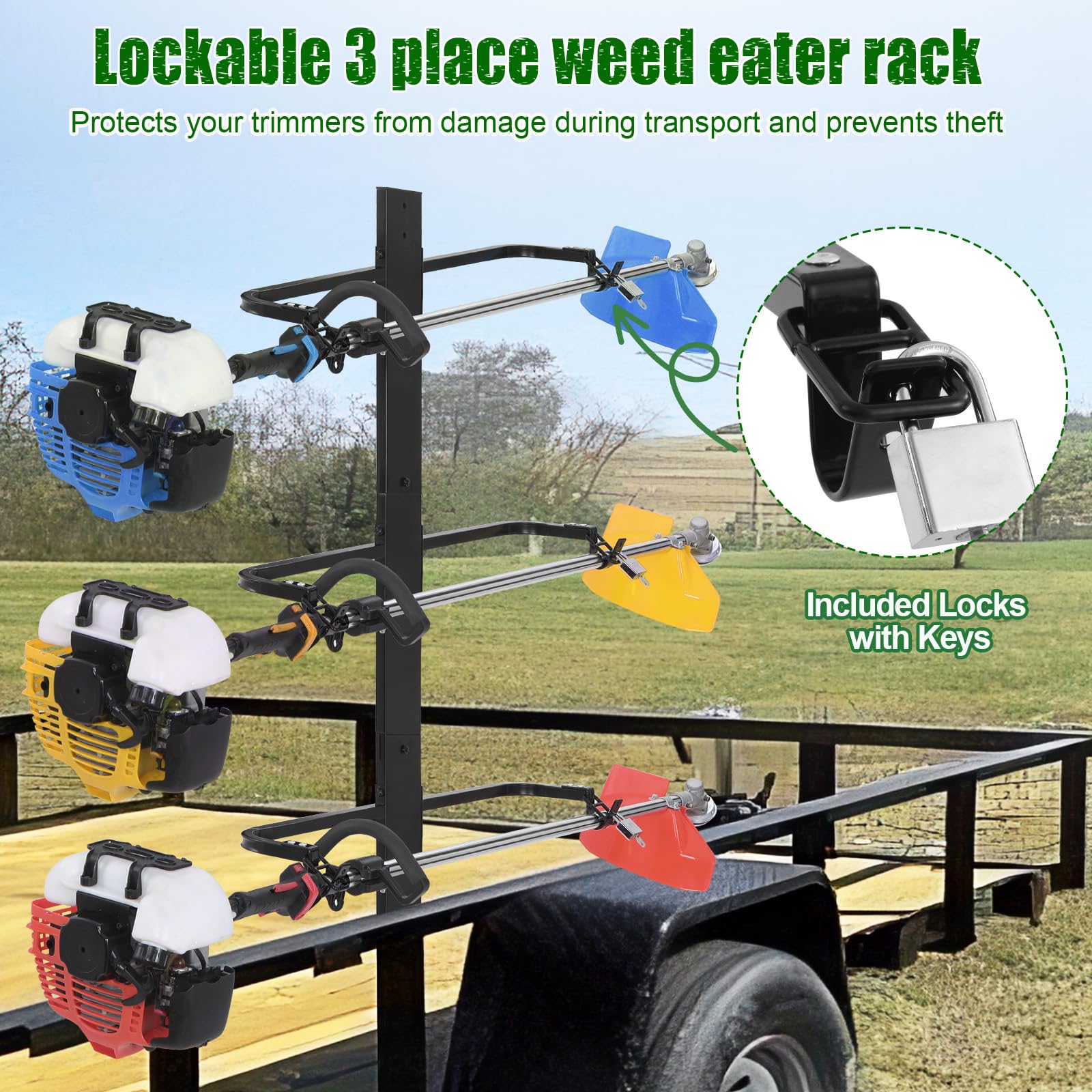 Weed Trimmer Rack Weed Trimmer Rack 3-Place Steel Trimmer Rack With Lock - Holds Weed ...
