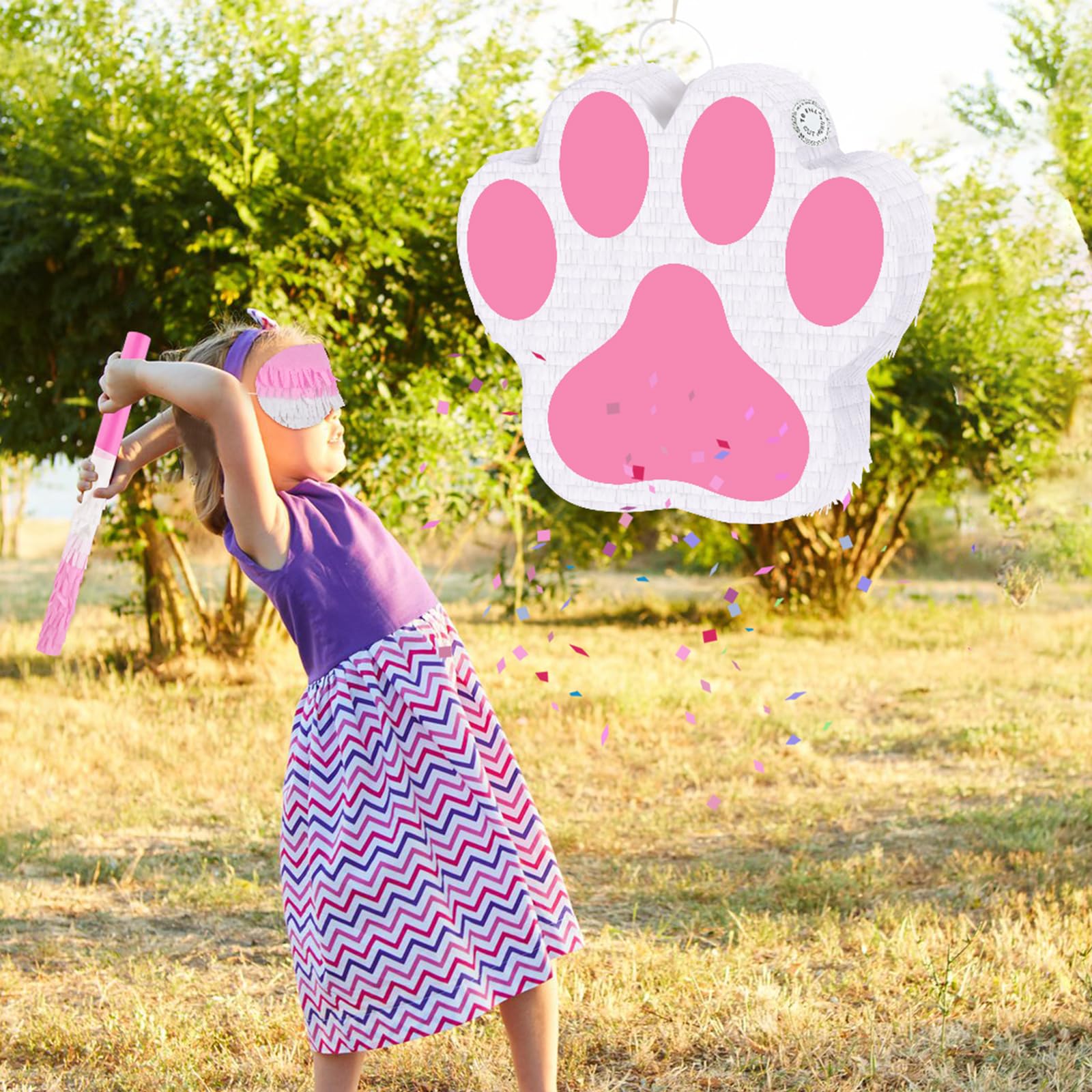 Piñata de perro pequeño con palo de piñata y lazo para colgar, piñata de cumpleaños con temática de animales, suministros para fiestas de cumpleaños, niñas y niños