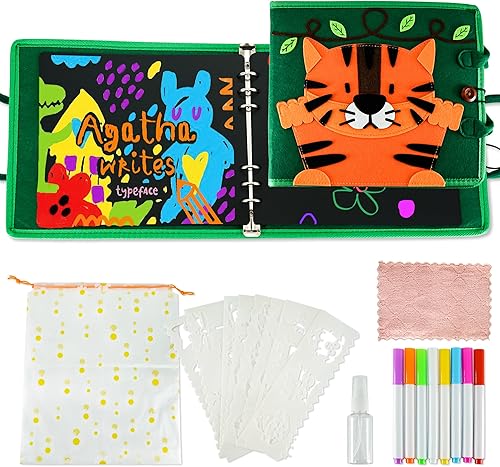 Juego de libros borrables en forma 3D de 17 páginas, tablero de dibujo portátil reutilizable con moldes de forma, aprendizaje y escritura para