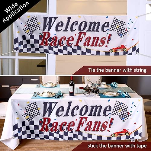 Miniatura 4 de Blulu Decoraciones de fiesta de carreras de bienvenida para fanáticos de la carrera, proveedores de fiesta de carreras, guirnalda de telón de fondo,