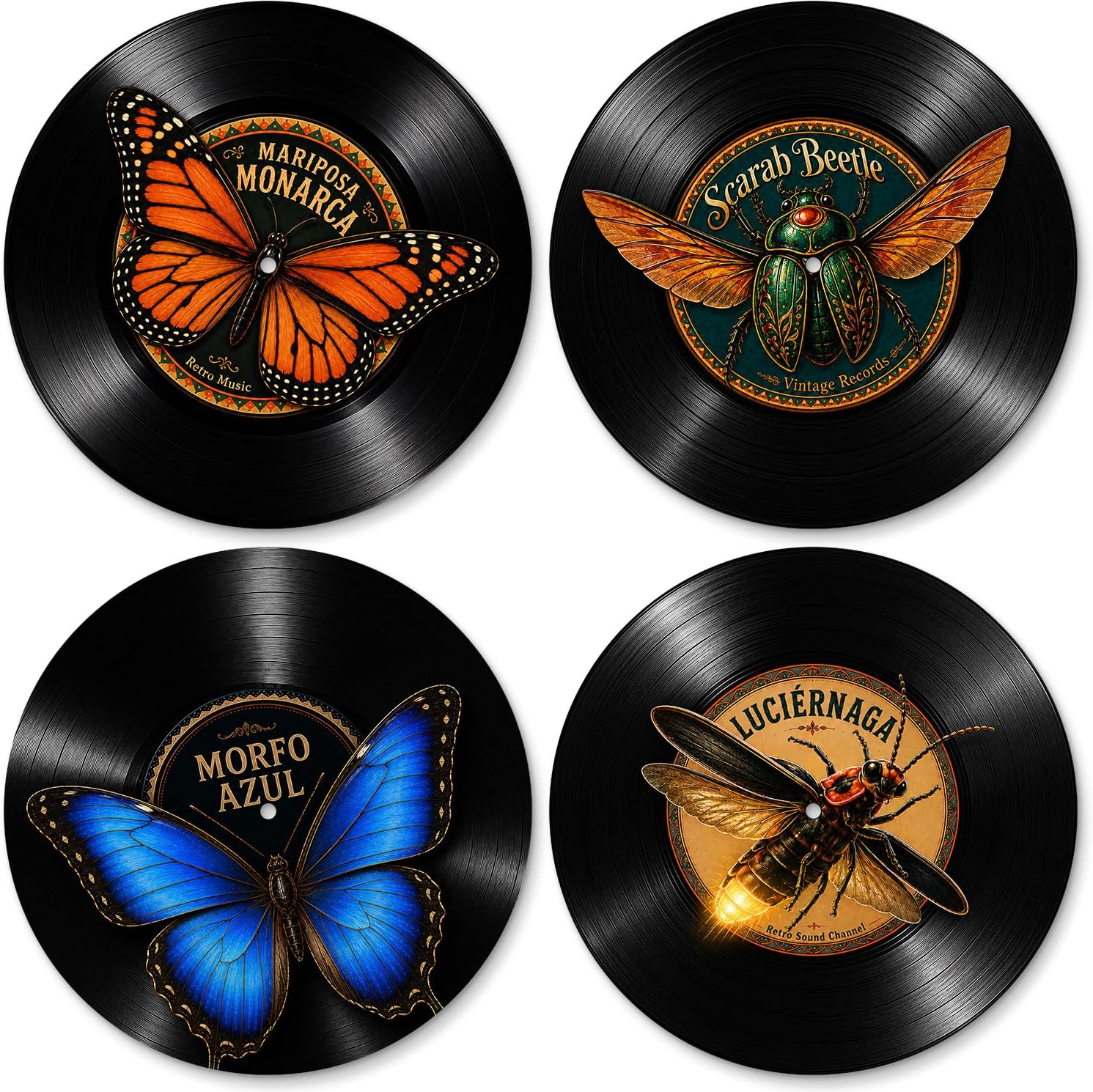JTYHHURE Vintage Butterfly beetle firefly Decor Vinyl Records Decor (003