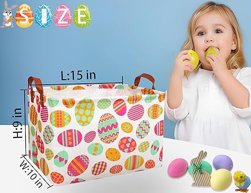 Miniatura 2 de Cestas de Pascua grandes para niños, cesta de Pascua personalizada, linda decoración de primavera para adolescentes y niños (huevo pequeño)