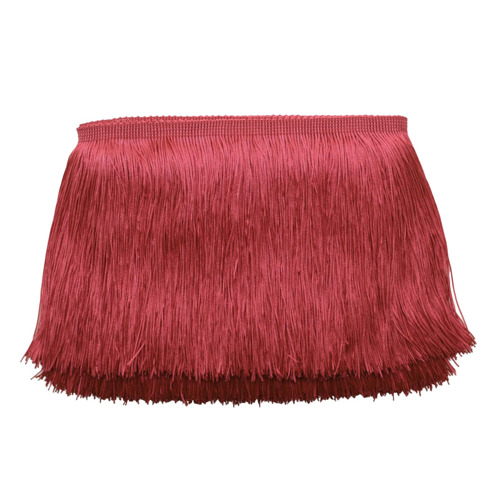 Yalulu 10 Meters Latin Fringe Polyester Tassel Lace Trimming DIY Latin Macrame Samba Dance Clothing Curtain Lace Trim Clothes Accessories (Jujube Red)