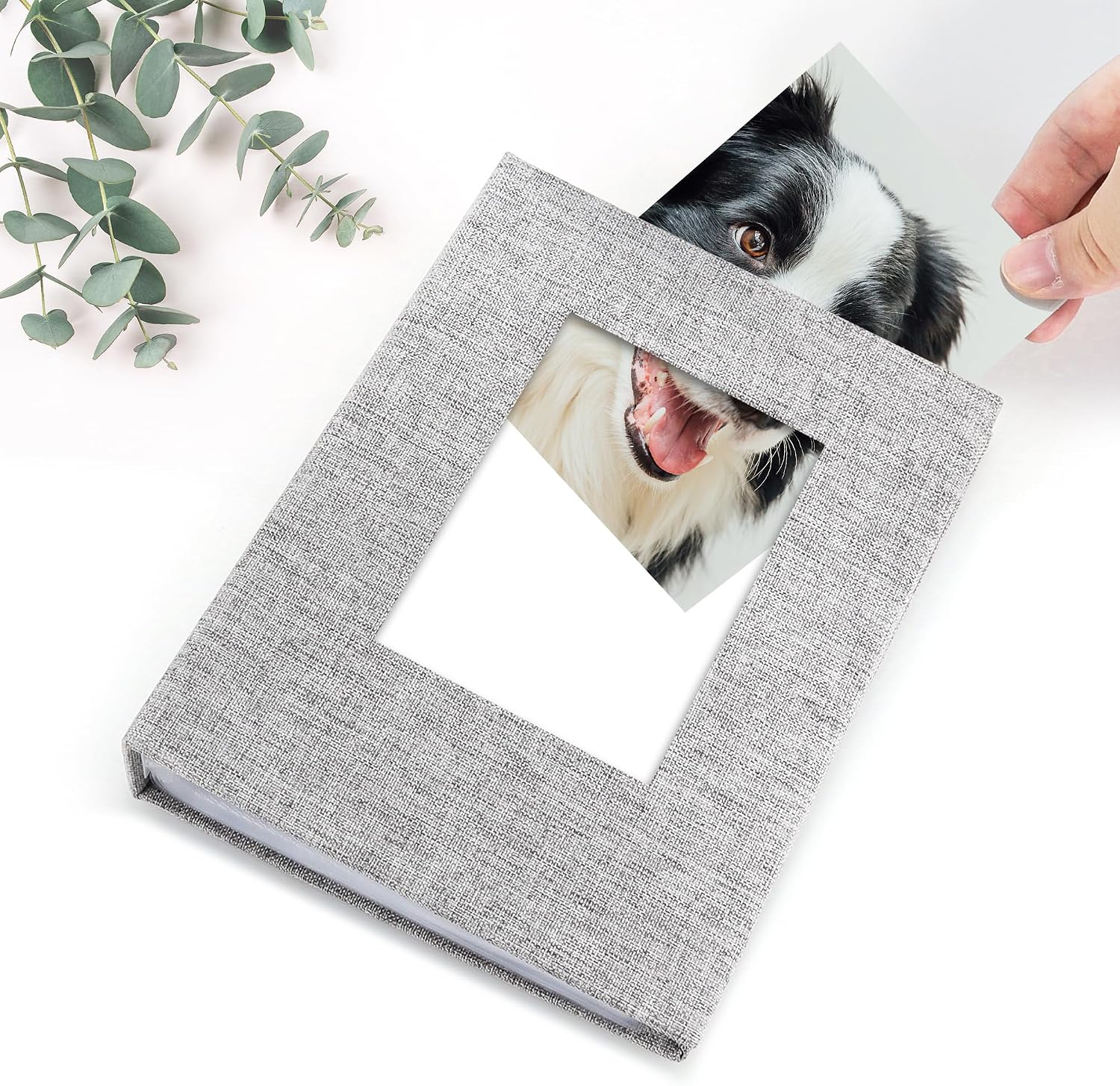 Small Photo Album 4x6 Photos 2 Pack Linen Cover Mini Photo Book 50 Page Holds 100 Pictures Artwork or Postcards Storage Grey