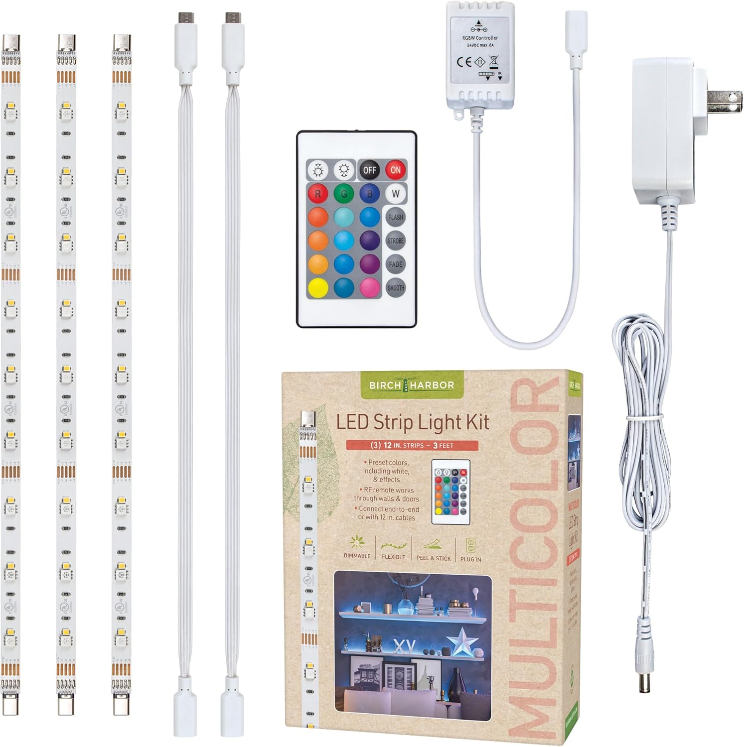 Multicolor 12" LED Strip Light Kit with Remote 341310