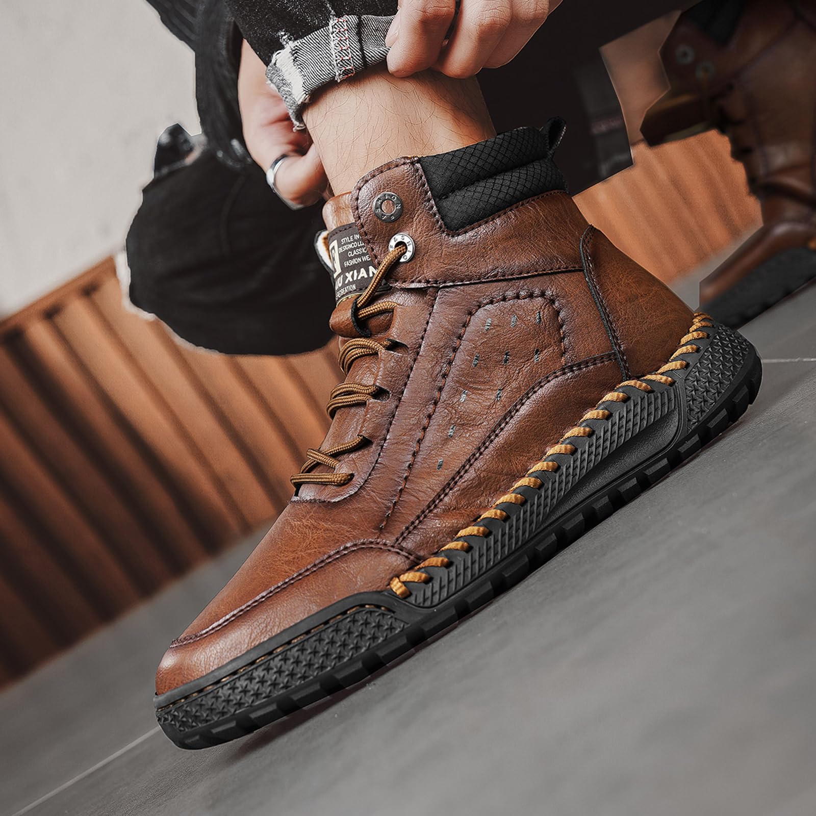 Onewus Męskie modne buty trekkingowe – buty do aktywności na świeżym powietrzu z podwójną wyściółką