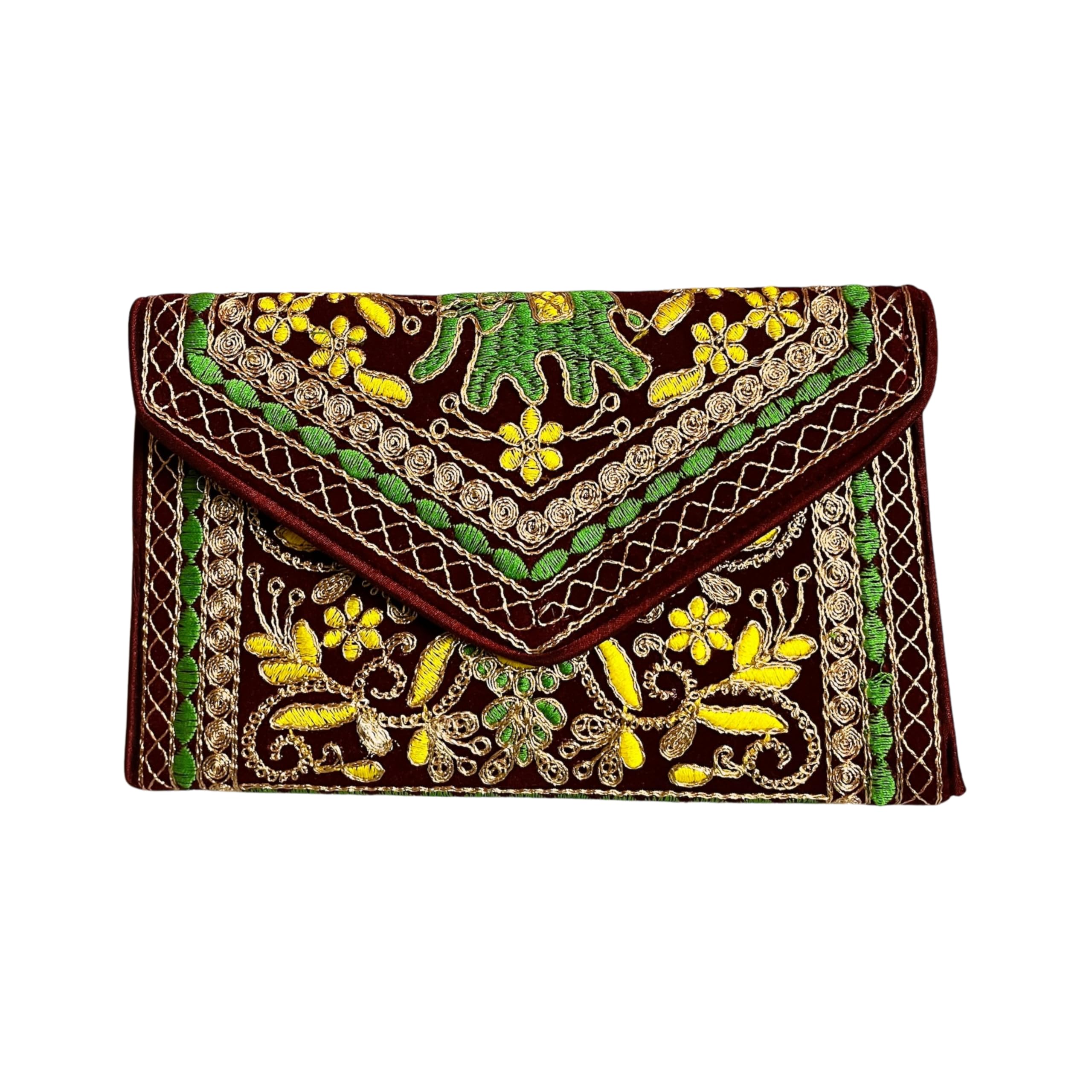 Sutliyan Ahmedabadi Handmade Double Sided Aari-Zari Embroidery Brown Small Clutch (6 * 8 Inch) (B0CZP8K89X) Amazon Price History, Amazon Price Tracker
