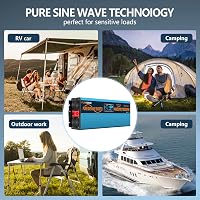 SUDOKEJI 4000W Inverter 24V-230V Tiszta Szinusz Hullám 2 EU Aljzat 2 USB 6