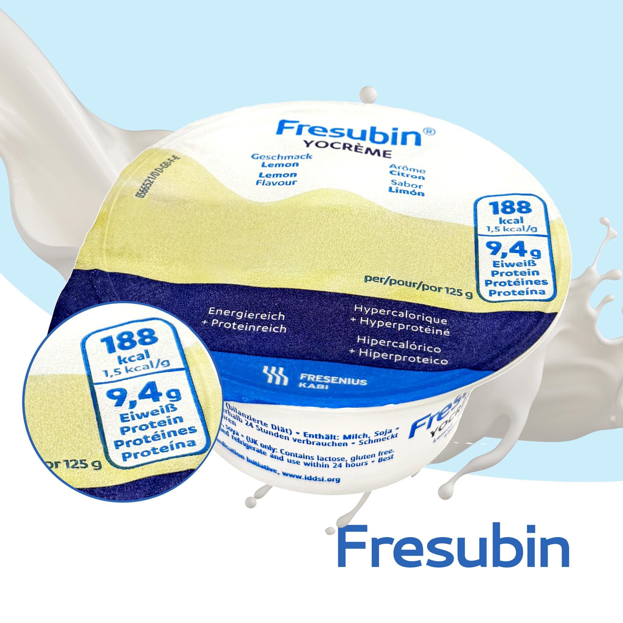 Fresubin YO Creme Lemon 24x125g - Hochkalorische Creme zum Löffeln mit joghurt-frischem Zitronen Geschmack von Fresenius Kabi, 188 kcal pro Becher (125 g) (24er Pack), glutenfrei