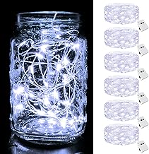 btfarm String Lights Battery [6 Pack/2M] 20 LED Battery Operated Lights, Waterproof Fairy Lights Battery Operated Decorative Lights for Indoor Wedding Party Decoration – Cool White