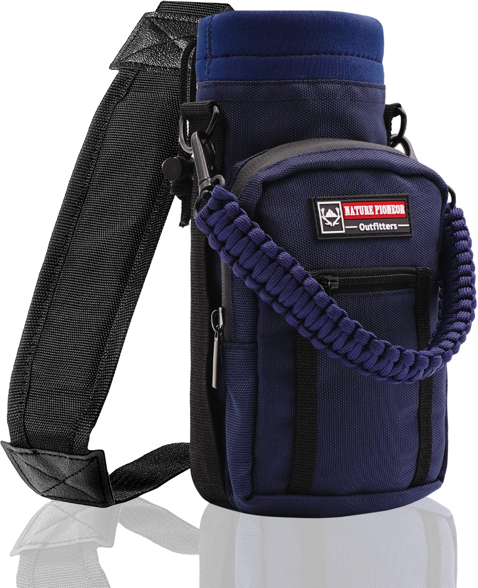 NATURE PIONEOR Oxford Cloth Insulated Water Bottle Holder with Shoulder Strap for 25OZ Sports Water Bottles, Carrier/Pouch Sleeve for Camping, Hiking, Fishing and Travel