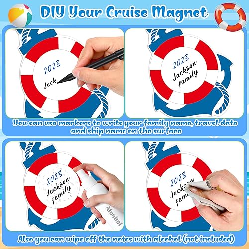 Miniatura 4 de Sabary 2 imanes magnéticos para puerta de crucero para decoración de puerta de crucero con 3 bolígrafos de pintura, ancla, volante, imanes de