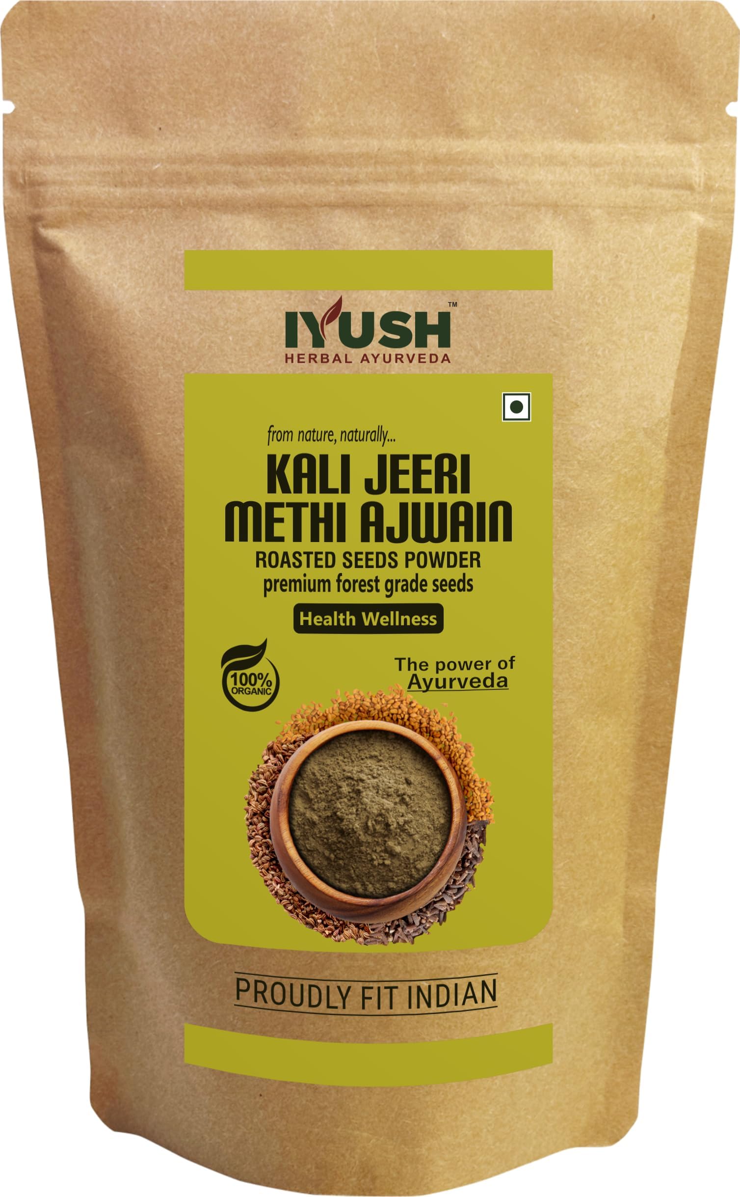 IYUSH Herbal Ayurveda Kali Jeeri Methi Ajwain Mixture Powder – 900gm | Ancient Ayurvedic Blend of Kali Jeeri, Ajwain, and Fenugreek Seeds, Mixed in the Ratio of 1:2:5 |