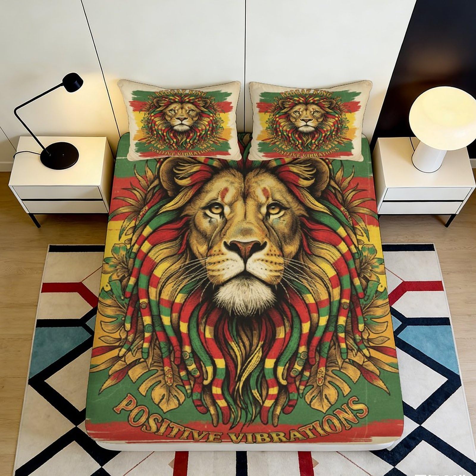 3D Printed Lion Mane Fitted Sheet Microfiber Soft Colorful Jungle Mattress Cover for Bedroom Guest Room Décor 90x200x25cm