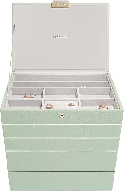 Stackers Sage Green Classic Medium Jewellery box - Set of 5