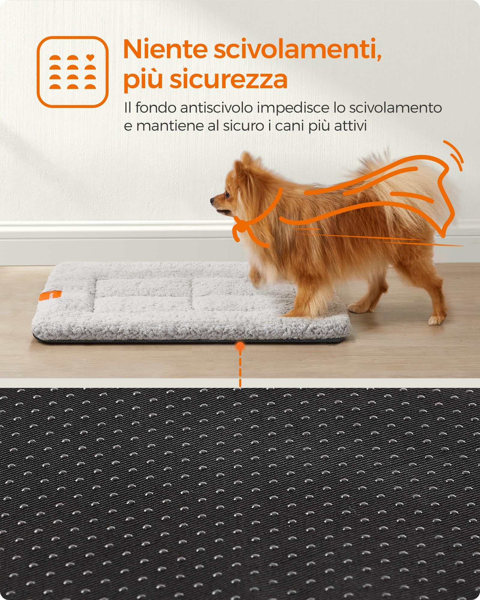 Feandrea Tappeto Caldo per Cani e Gatti, Materasso per Gabbia, Letto Coperta per Cani e Gatti, 60 x 45 cm, S, Lavabile in Lavatrice, Asciugabile, Antiscivolo, Grigio Tortora PPB001G01