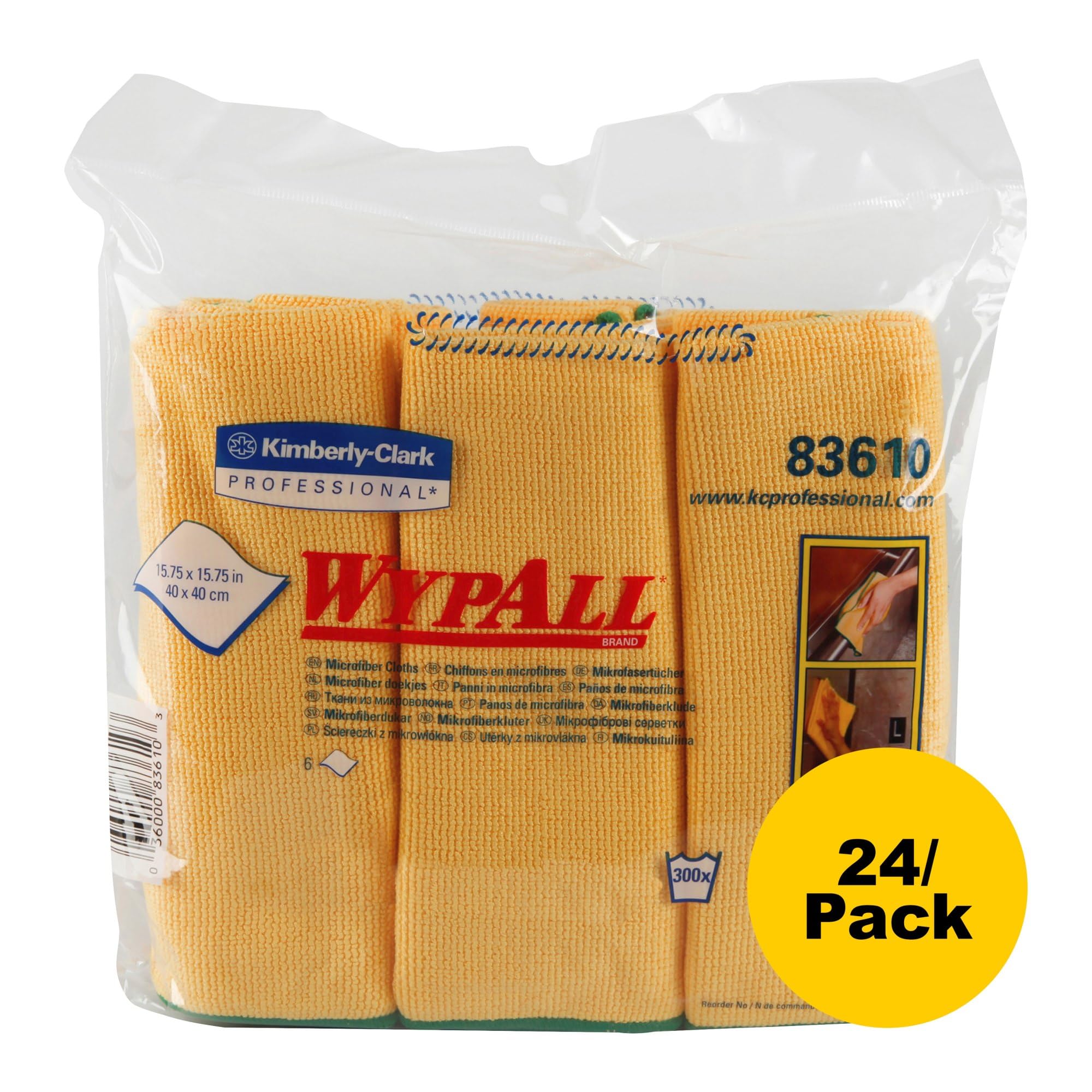 Wypall Paños de Microfibra 8394, 4 Paquetes portátiles x 6 paños Amarillos