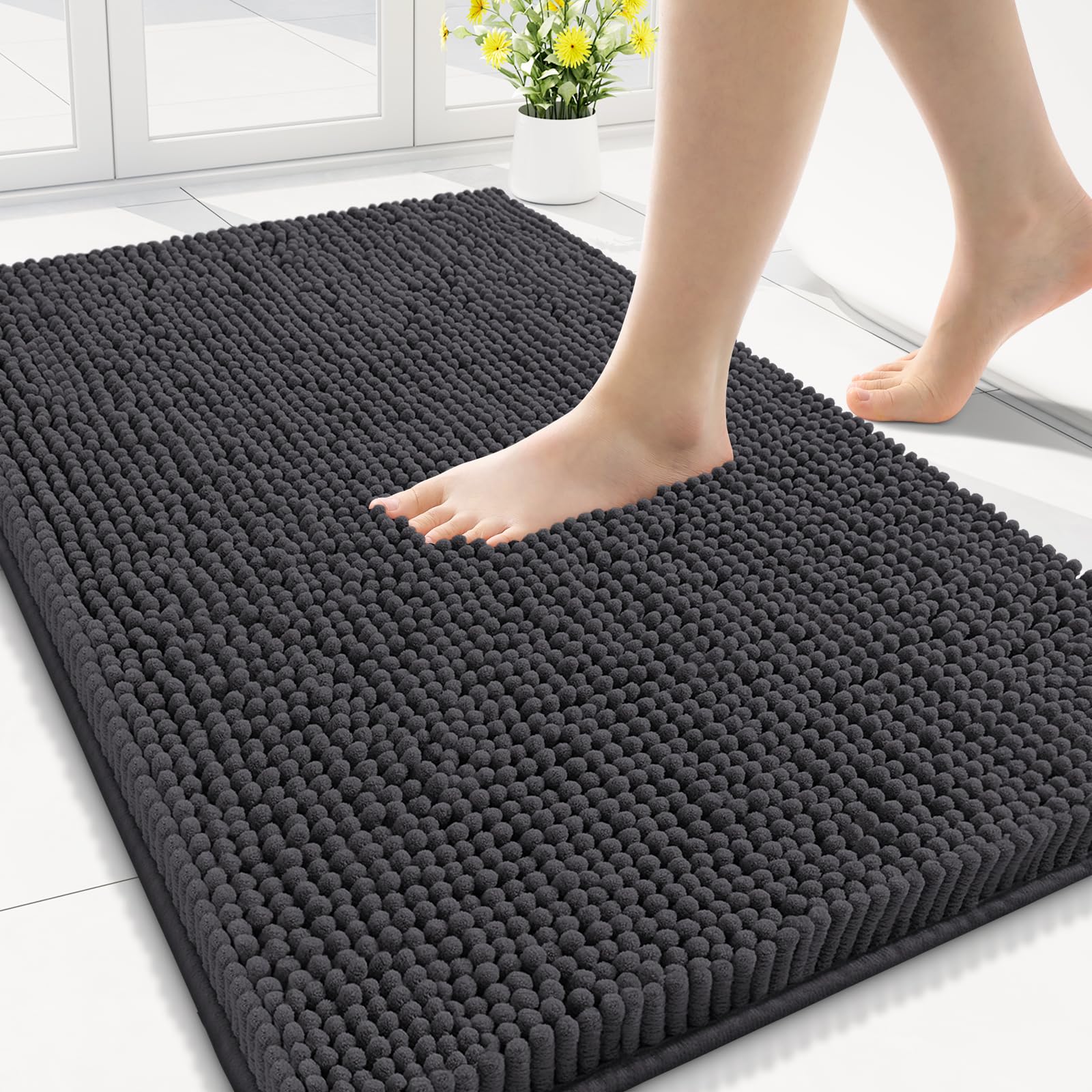 Smiry Bathroom Rugs 30X18, Luxury Chenille Extra Soft Absorbent Bath Mat