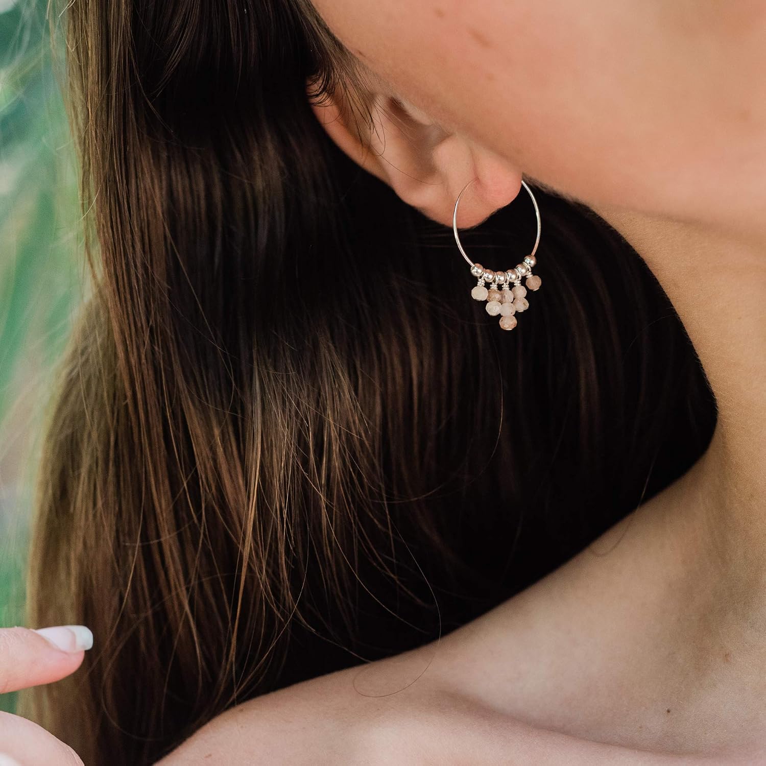 Sunstone Hoop Earrings in Sterling Silver