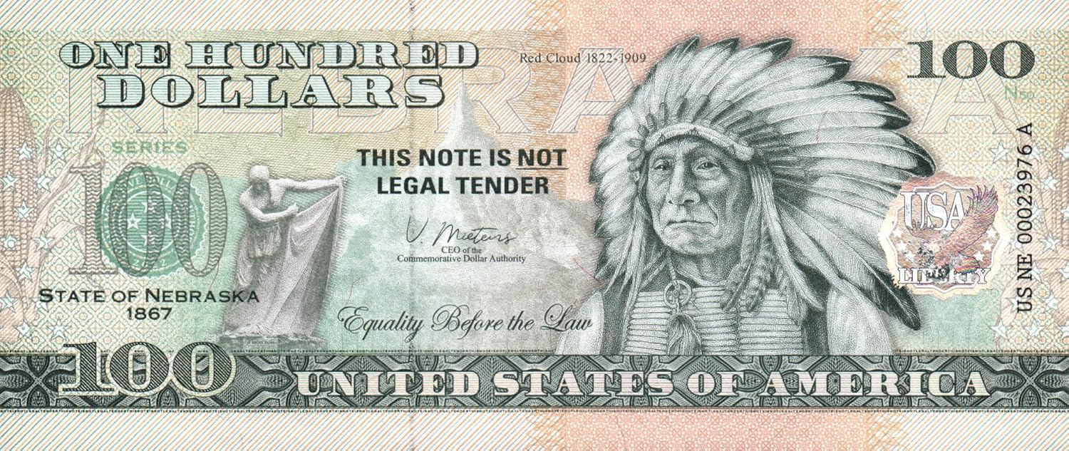 IMPACTO COLECCIONABLES | Nebraska Souvenir Dollar Note – Novelty Collectible Banknote with UV Details (Not Legal Tender), Part of The 50 U.S. States Commemorative Collection