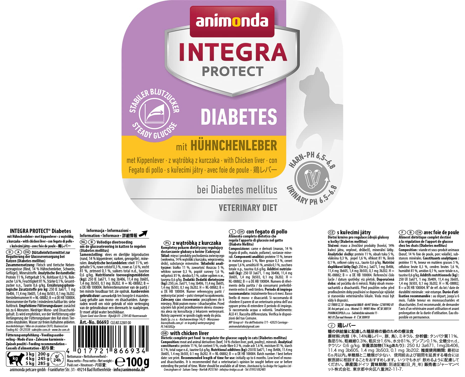 Image secondaire de Integra Protect Diabetes d’animonda pour chat, nourriture de régime pour chat, nourriture humide en cas de diabète, au foie de p
