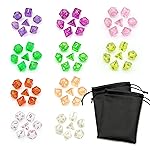 Poludie 10 Sets DND Dice Polyhedral Dice Set (70pcs) with 2 Leather Bag, D&D Die Set for Dungeons and Dragons, RPG Table Games(10Sets/70Pcs)