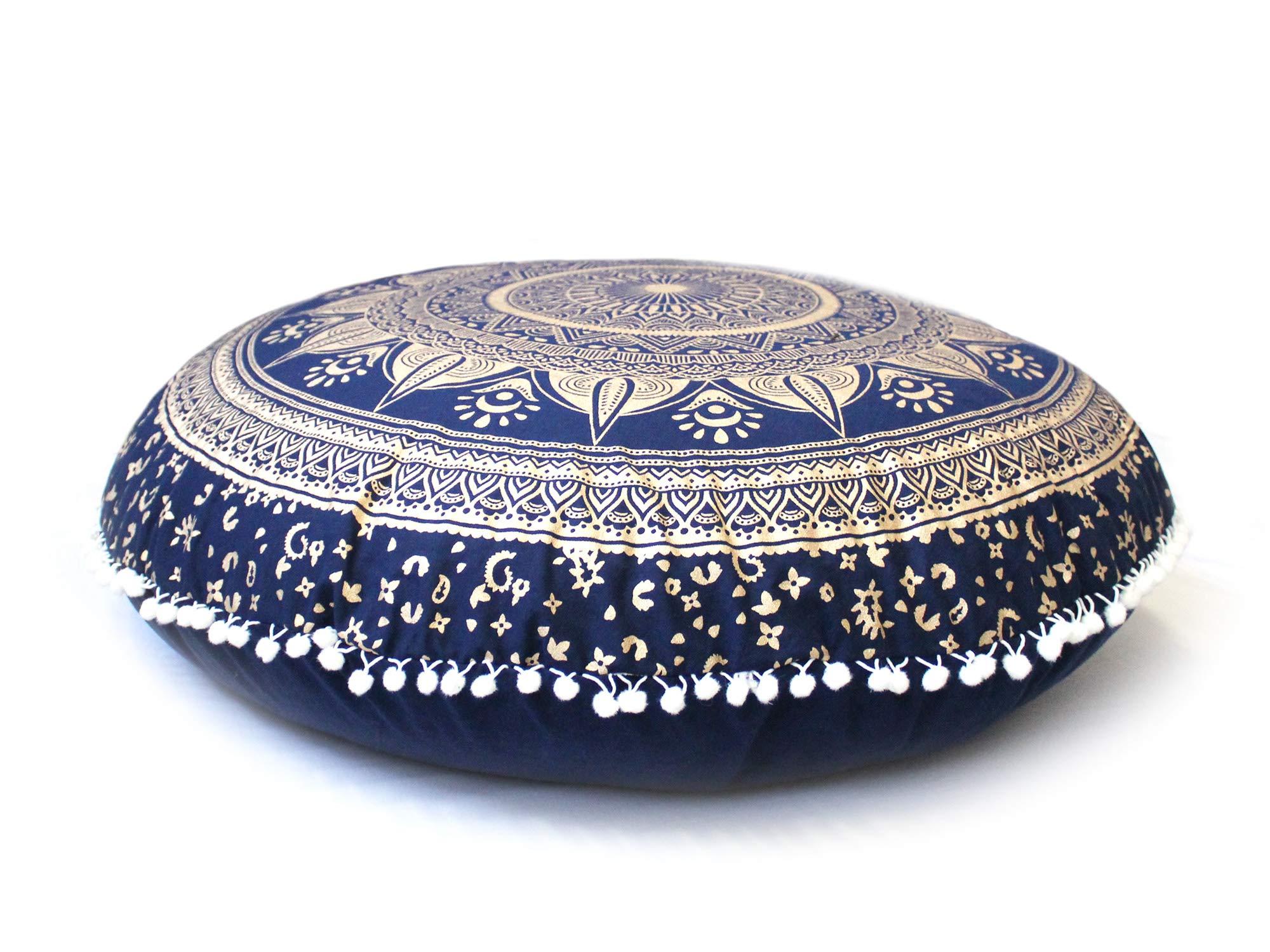 CRAFT KALA 32 Inch Meditation Floor Pillow Cover Round Pillow Seating Hippie Decorative Adults Bohemian Mandala Cushion Cover Outdoor Living Room