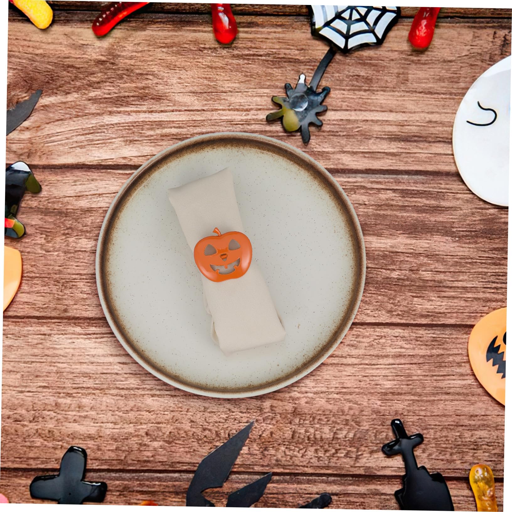 12pezzi Portatovaglioli a Forma Di Cranio Arancione Anelli Per Tovaglioli Decorativi Per Feste Di Halloween Per Ristoranti e Hotel Confezione