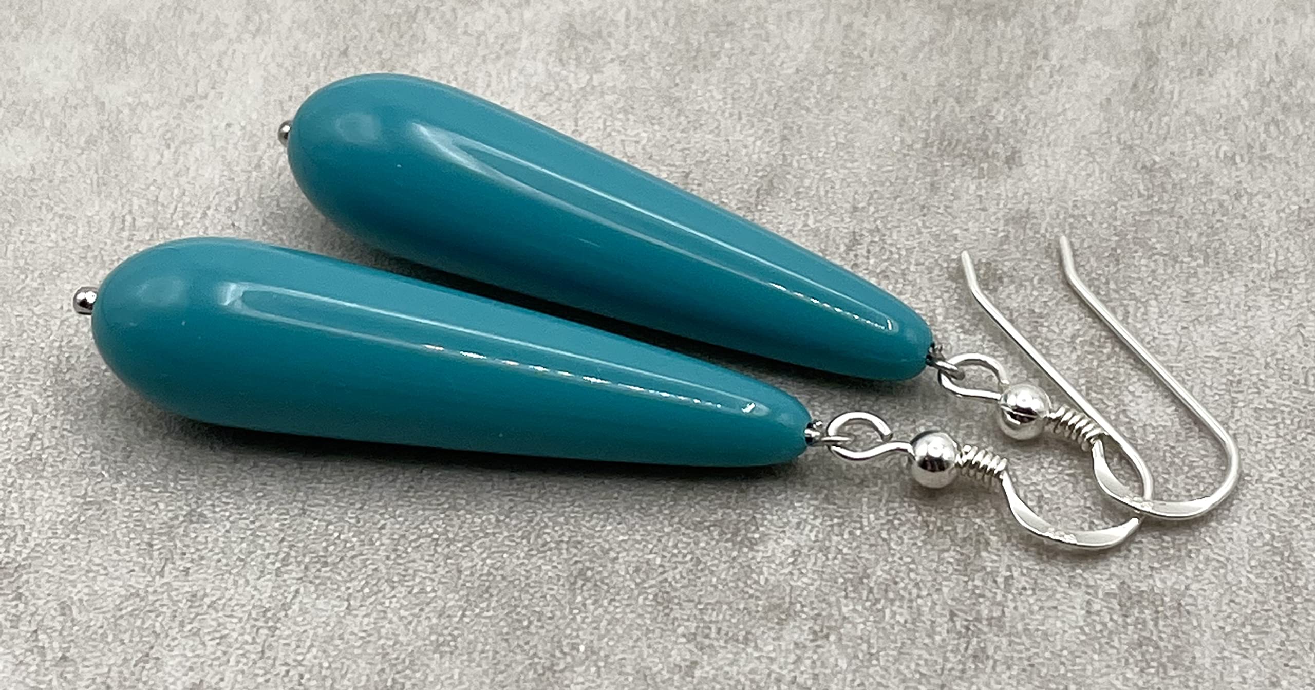 Pendientes Colgantes de Plata 925 y Lagrimas Turquesas, Joyas Artesanales, Regalo para Mujeres