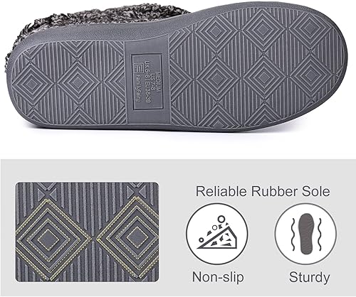Miniatura 6 de FamilyFairy Pantuflas de lana para mujer, cómodas, cálidas, de forro polar, espuma viscoelástica, para interiores y exteriores