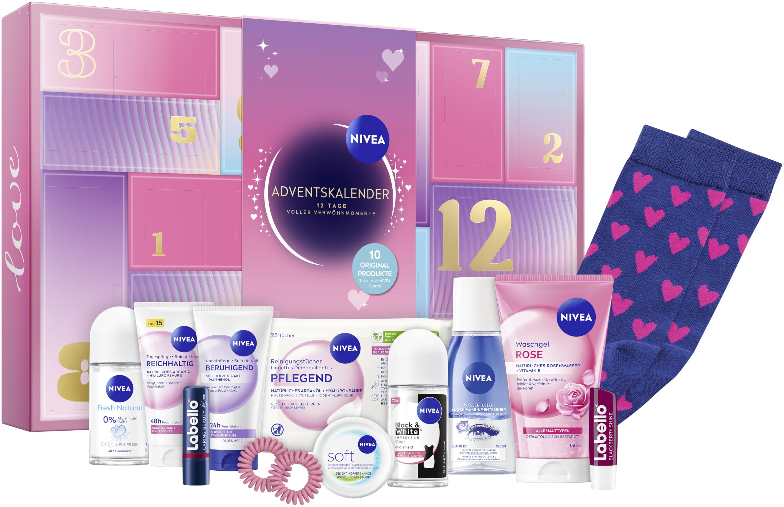 NIVEA Teen Adventskalender 2026 – Pflegeset (12 Türchen, 10 Originalprodukte)