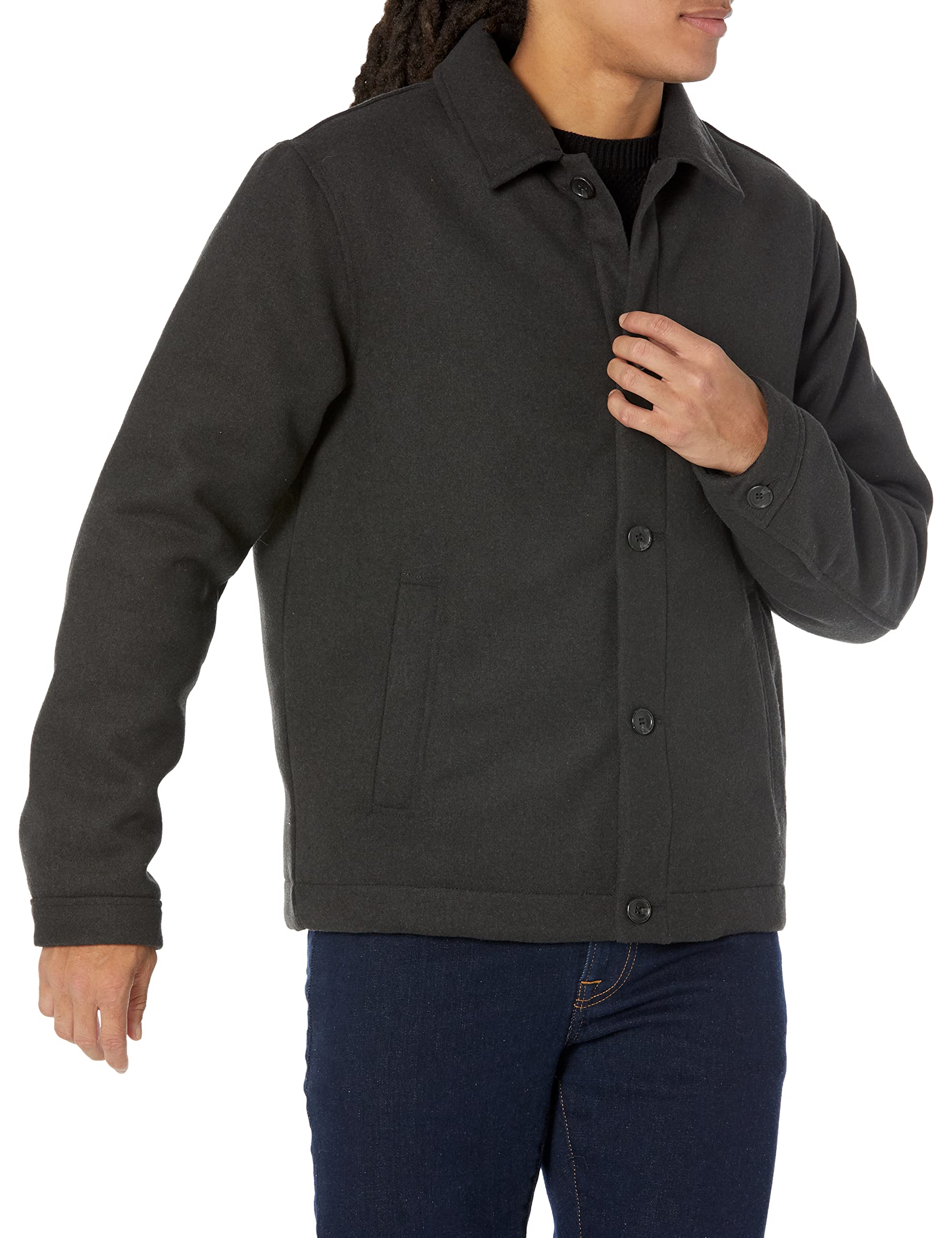 Amazon Essentials Men's Wool Blend Bomber Jacket (Available in Big & Tall), Washed Black, XXL