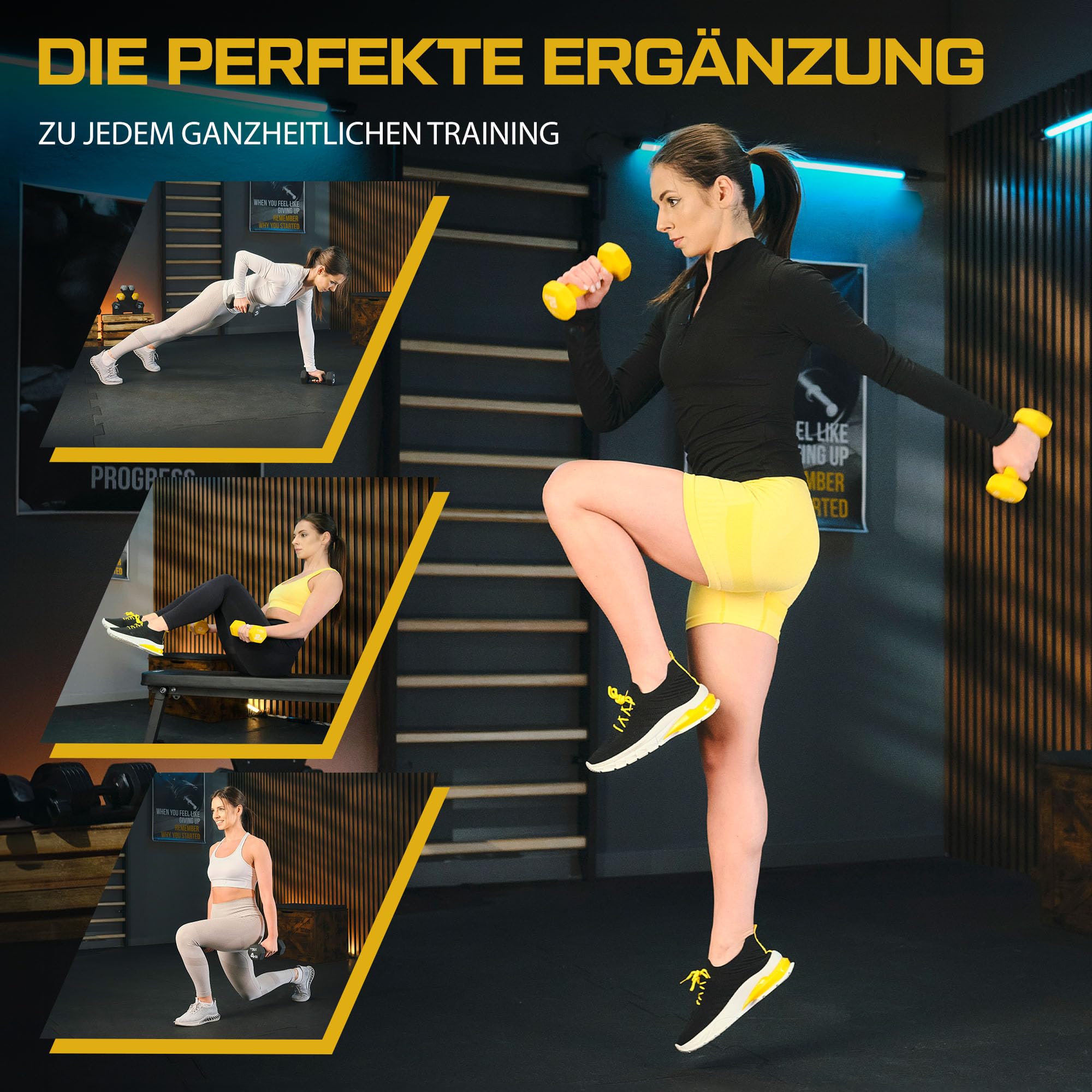 TREX SPORT Zestaw hantli neoprenowych ze stojakiem na hantle | zestaw 6 krótkich hantli 2 x 1 kg, 2 x 2 kg, 2 x 3 kg | zestaw hantli dla kobiet i mężczyzn