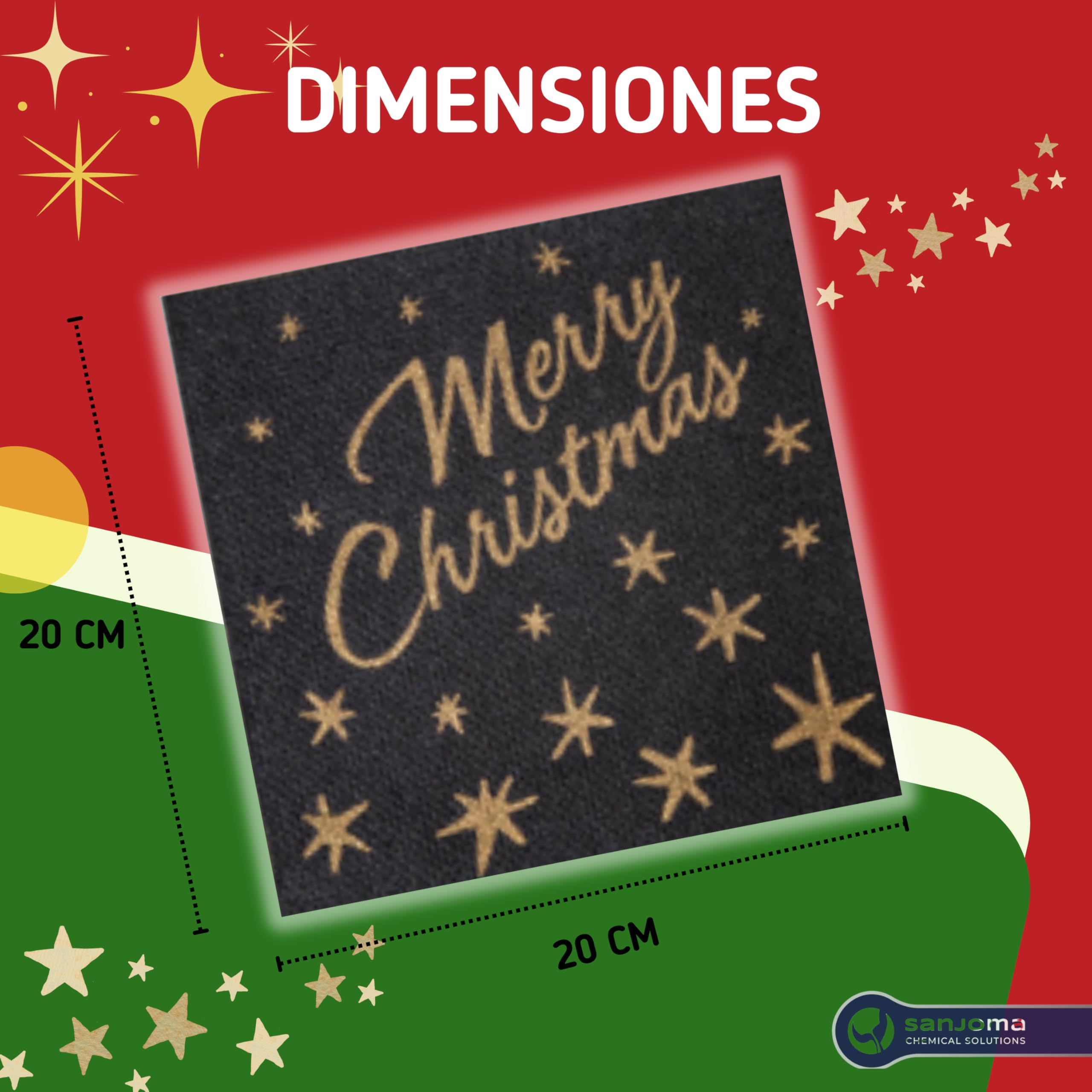 SANJOMA Servilletas Doble Punto de Navidad, Decoradas Con “Merry Christmas” | Para fiestas y Cena De Navidad | Reciclable Y Biodegradable | Servilletas Tissue Negras y Oro (2400 SERVILLETAS, 20x20 CM)