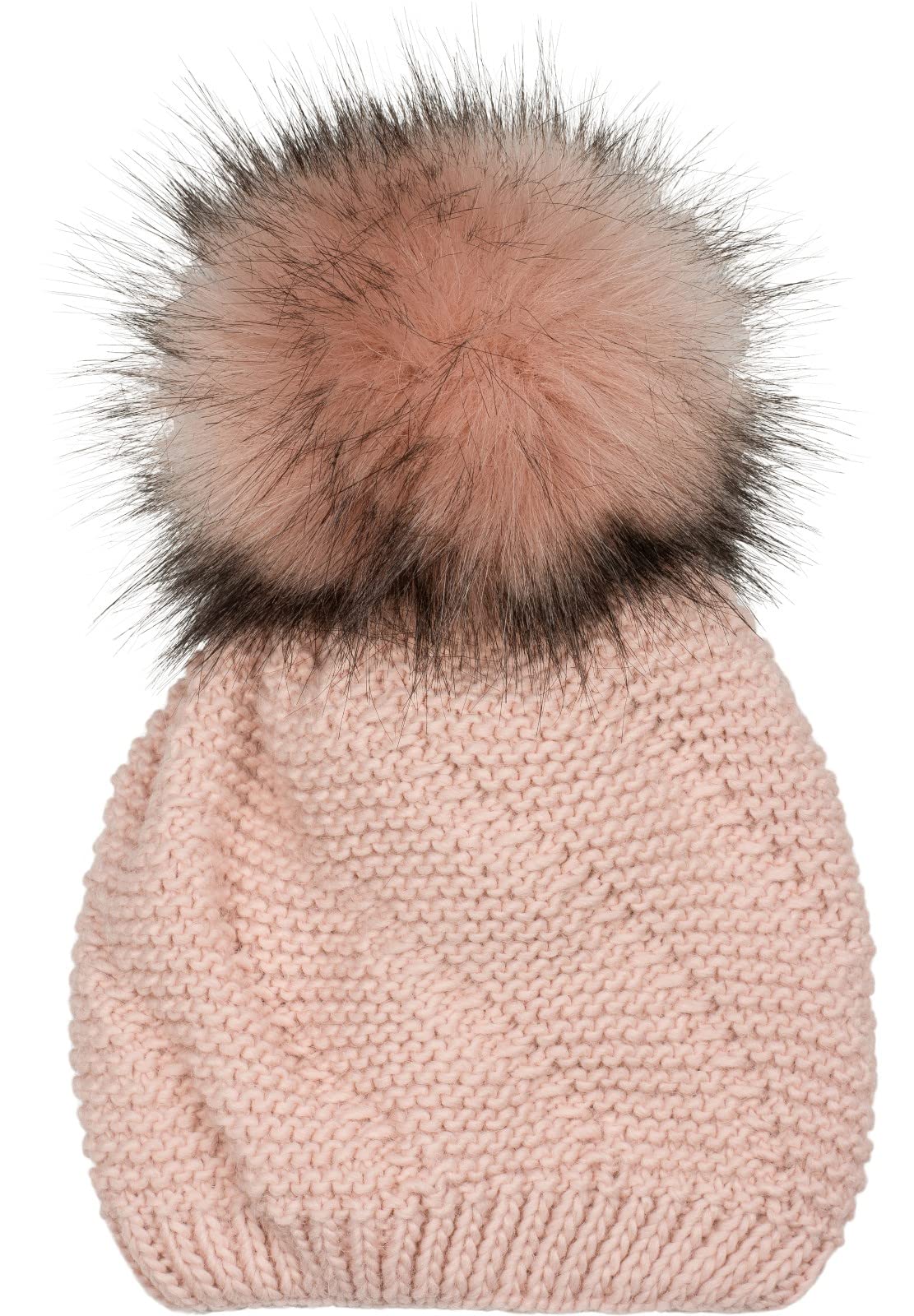 styleBREAKER Unisex Unicoloured Knitted Bobble Cap fine Knitted with Fleece Lining, Winter Fur Bobble Cap 04024175, Colour:Rose