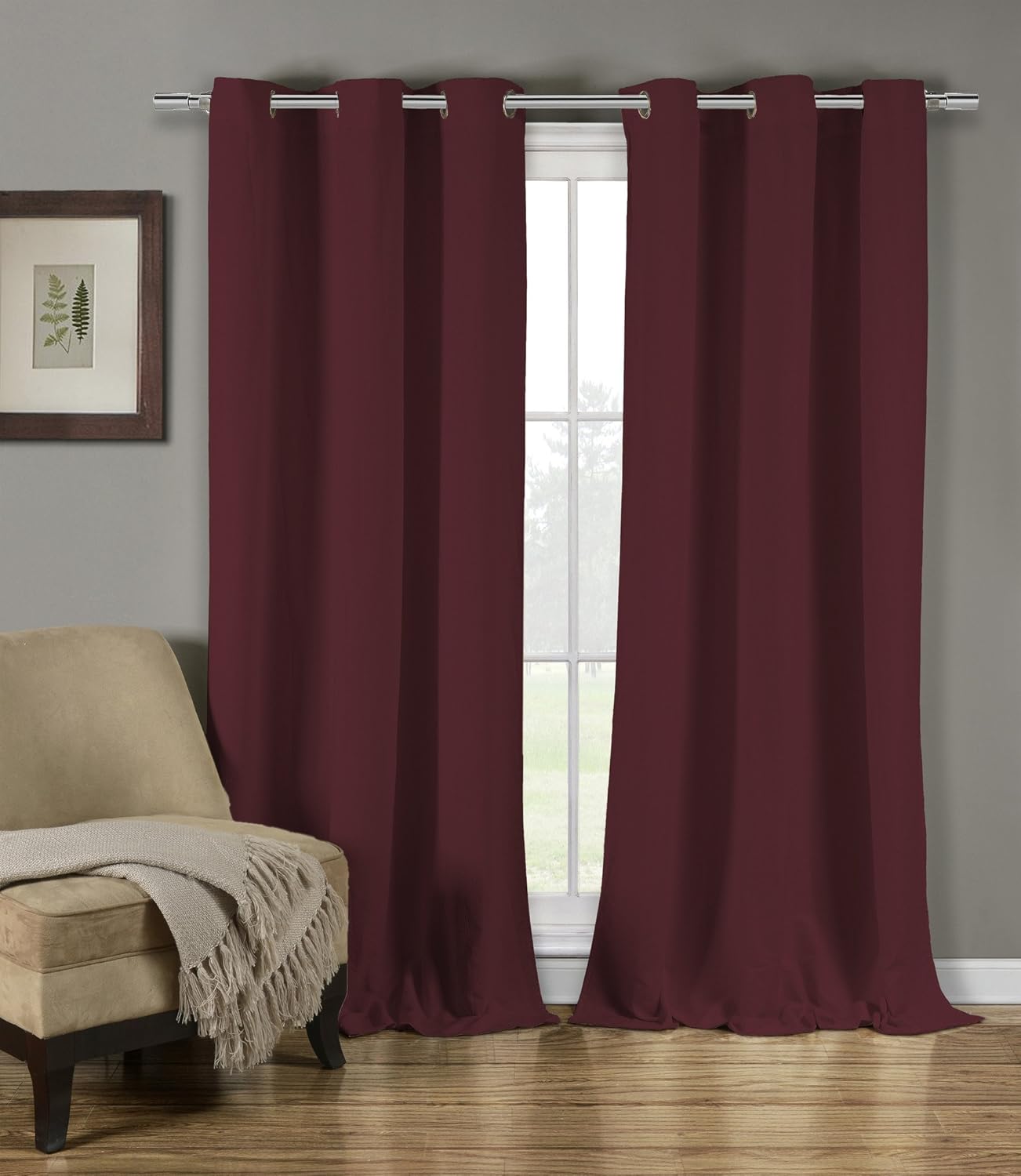 Duck River Textiles - Mildred Crushed Linen Textured Grommet Top Window Curtains for Living Room & Bedroom - Assorted Colors - Set of 2 Panels (38 X 84 Inch - Salmon)
