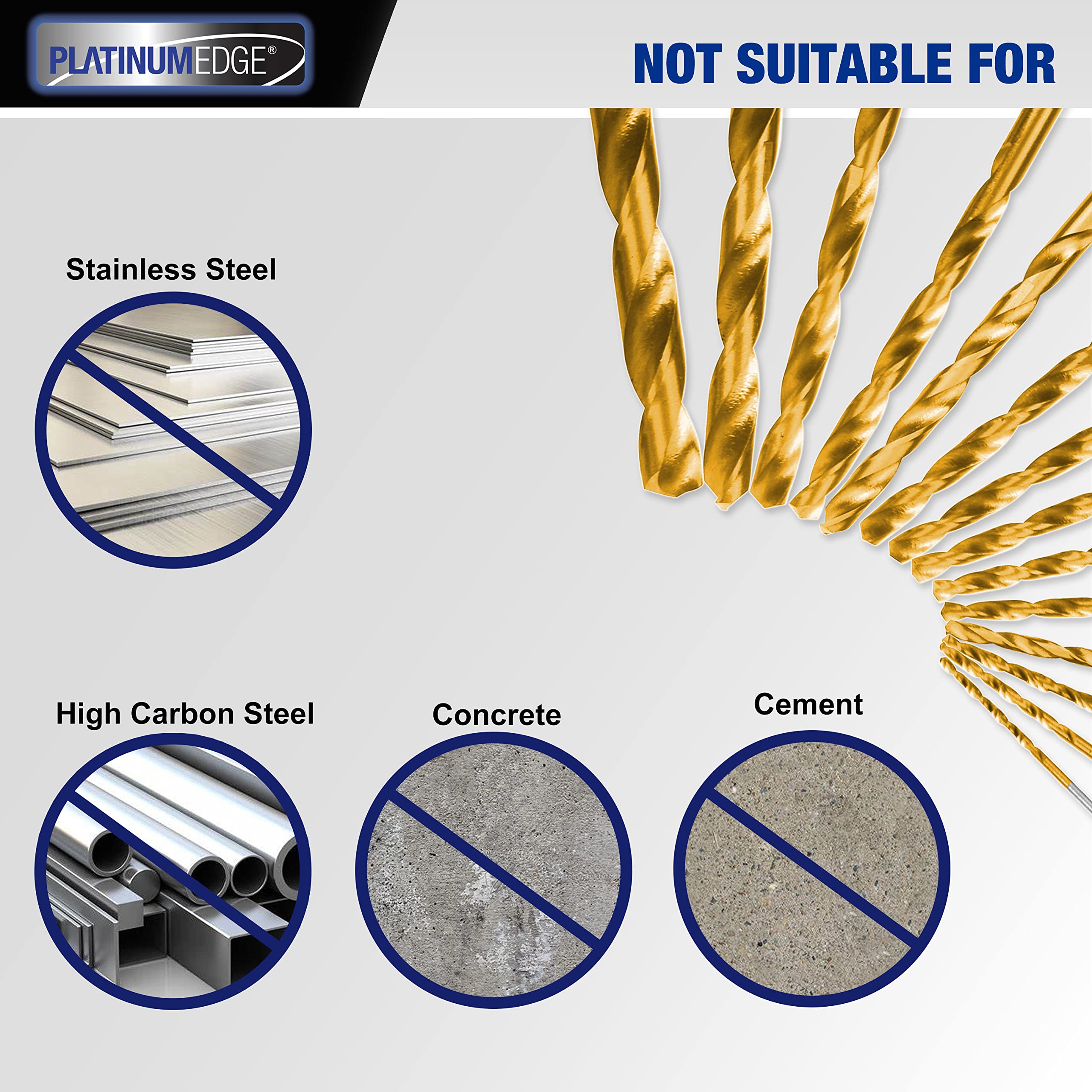 Juego de 276 brocas helicoidales de titanio con puntas S2 de acero de alta velocidad de 135°, tamaño de 1/16 pulgadas hasta 1/2 pulgada, ideal para madera, hierro fundido, aleación de aluminio, fibra