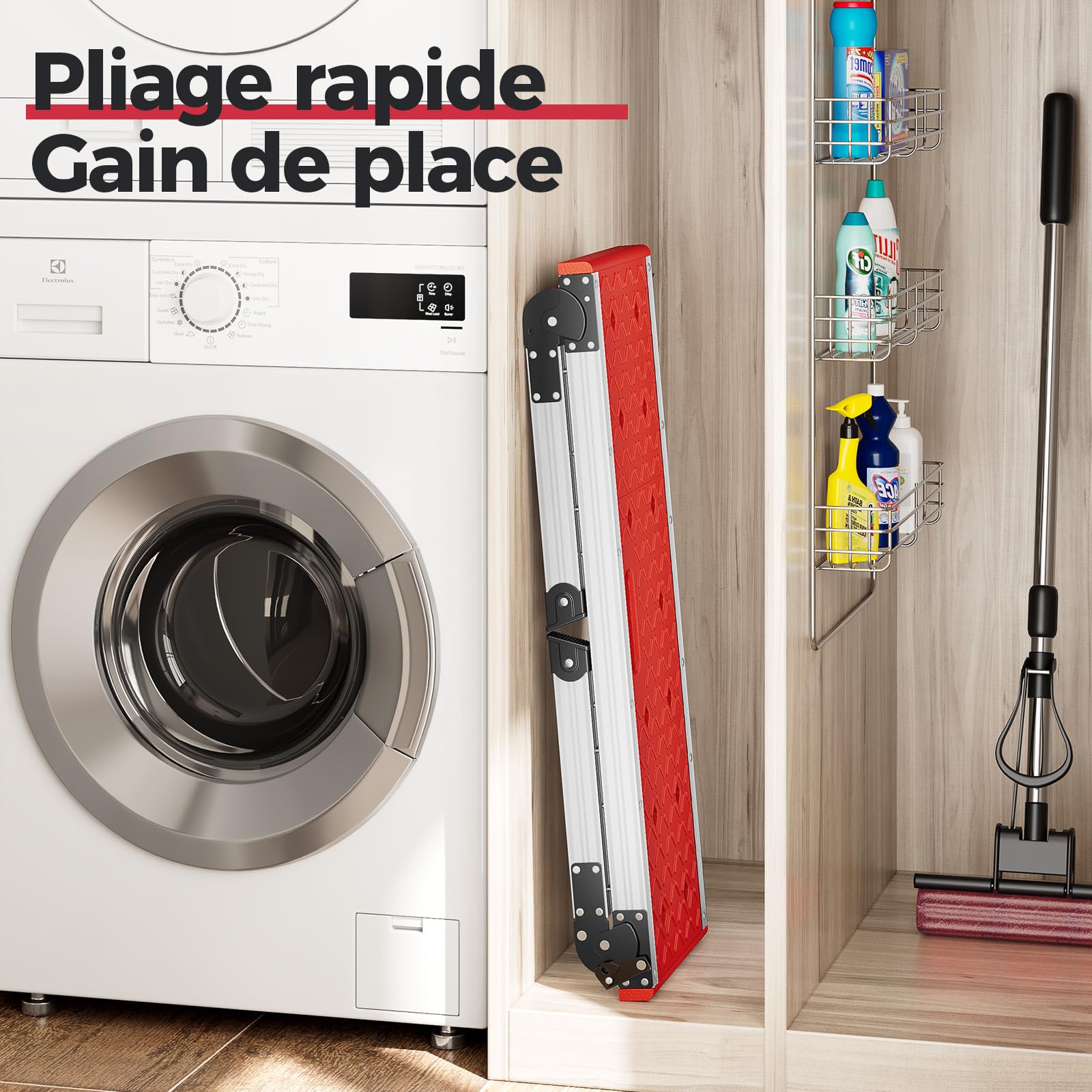 Kingrack Marchepied à 2 marches, marchepied Double Face en Aluminium, échelle Pliable avec Pieds antidérapants, escabeau léger avec Plateforme Large, Multifonction, 150 kg (1 Step Advanced)