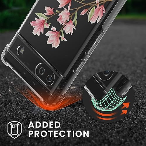 Miniatura 2 de kwmobile Funda cruzada compatible con Google Pixel 6a - Magnolias RosaBlancoTransparente