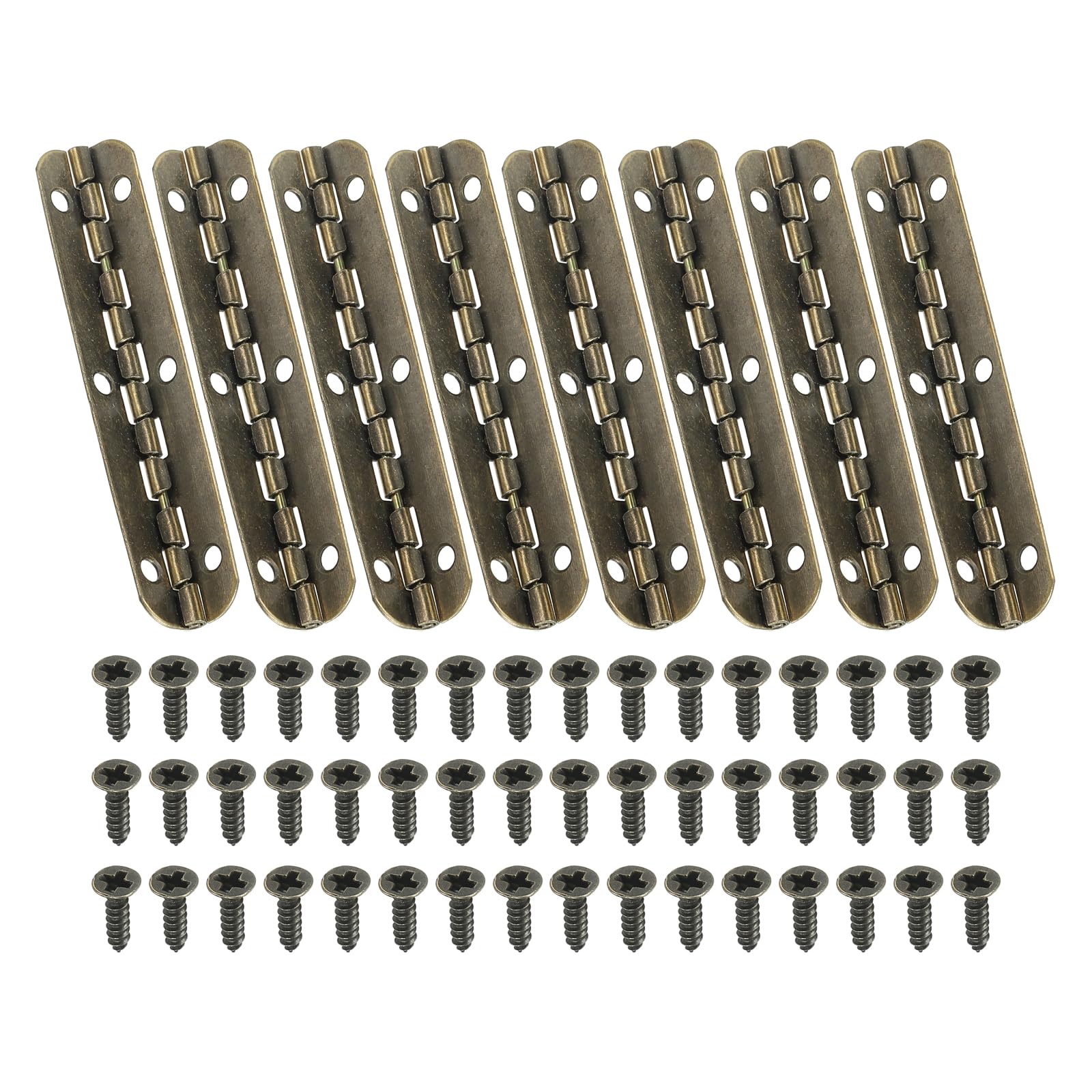 PATIKIL Small Piano Hinge 2.6" x 0.6", 8 Pack Mini 90-Degree Jewelry Box Hinges with Screw for Jewellery Wooden Boxes Brown