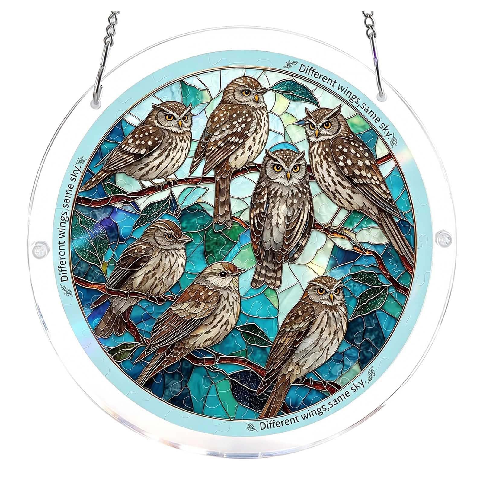 Acrylic Jigsaw Puzzle Suncatcher,Acrylic Puzzle Suncatcher,for Doors Garden and Window Hanging&Birthday Mom Women Adults Gift-19 CM,A — view 44
