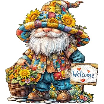WOODBESTS Wooden Puzzle Adults Gnome Wooden Puzzles 240 Pieces Wooden Puzzle Irregular Unique Animal Shape Puzzle Beautiful Gifts for Puzzle Lovers 34 x 33.2 cm